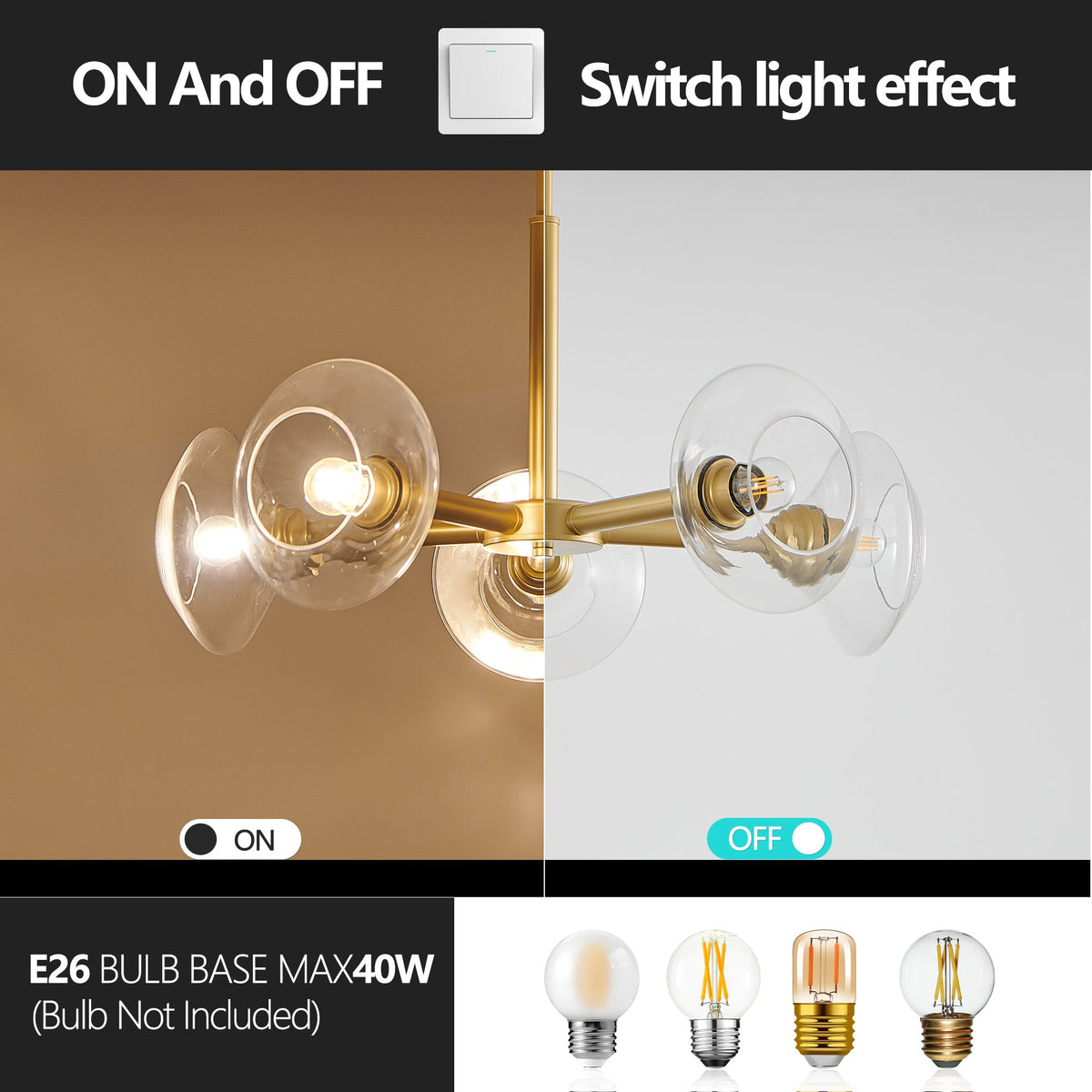 26" Modern Gold 5-Light Sputnik Chandelier