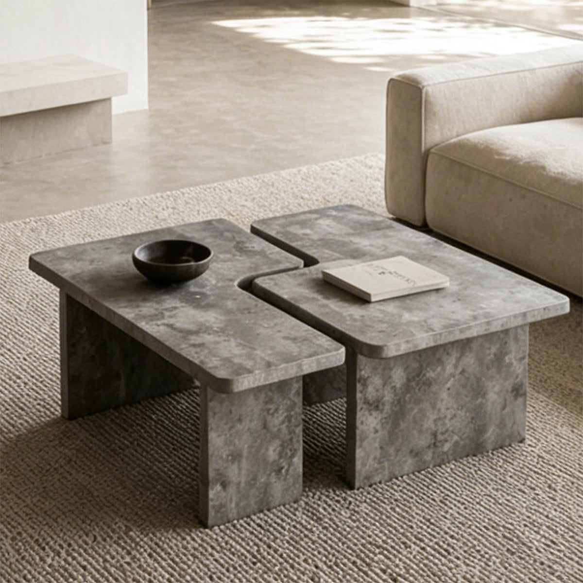 Modular Concrete Coffee Table Set of 2