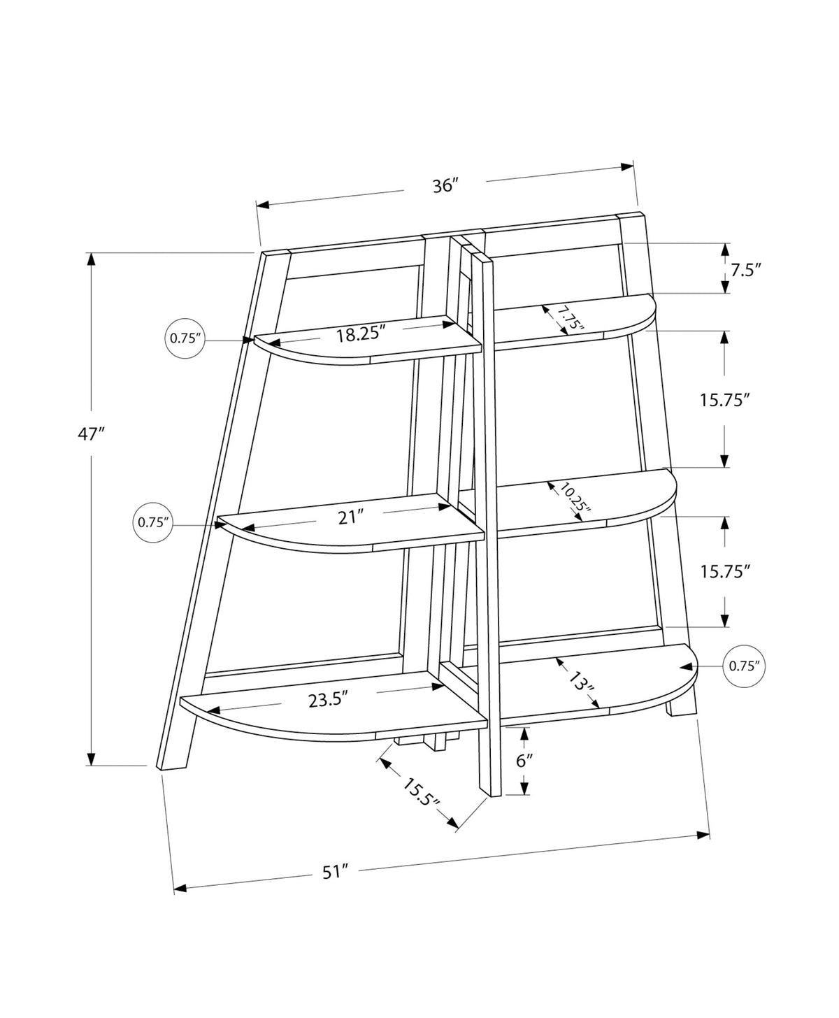 3-Tier Etagere Bookshelf for Office & Bedroom