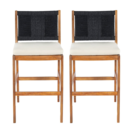 Outdoor Acacia Wood Bar Stools (Set of 2)