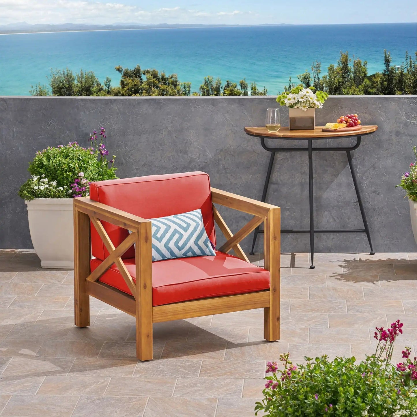 Brava Mid-Century Modern Club Chair With Water Resistant Cushions