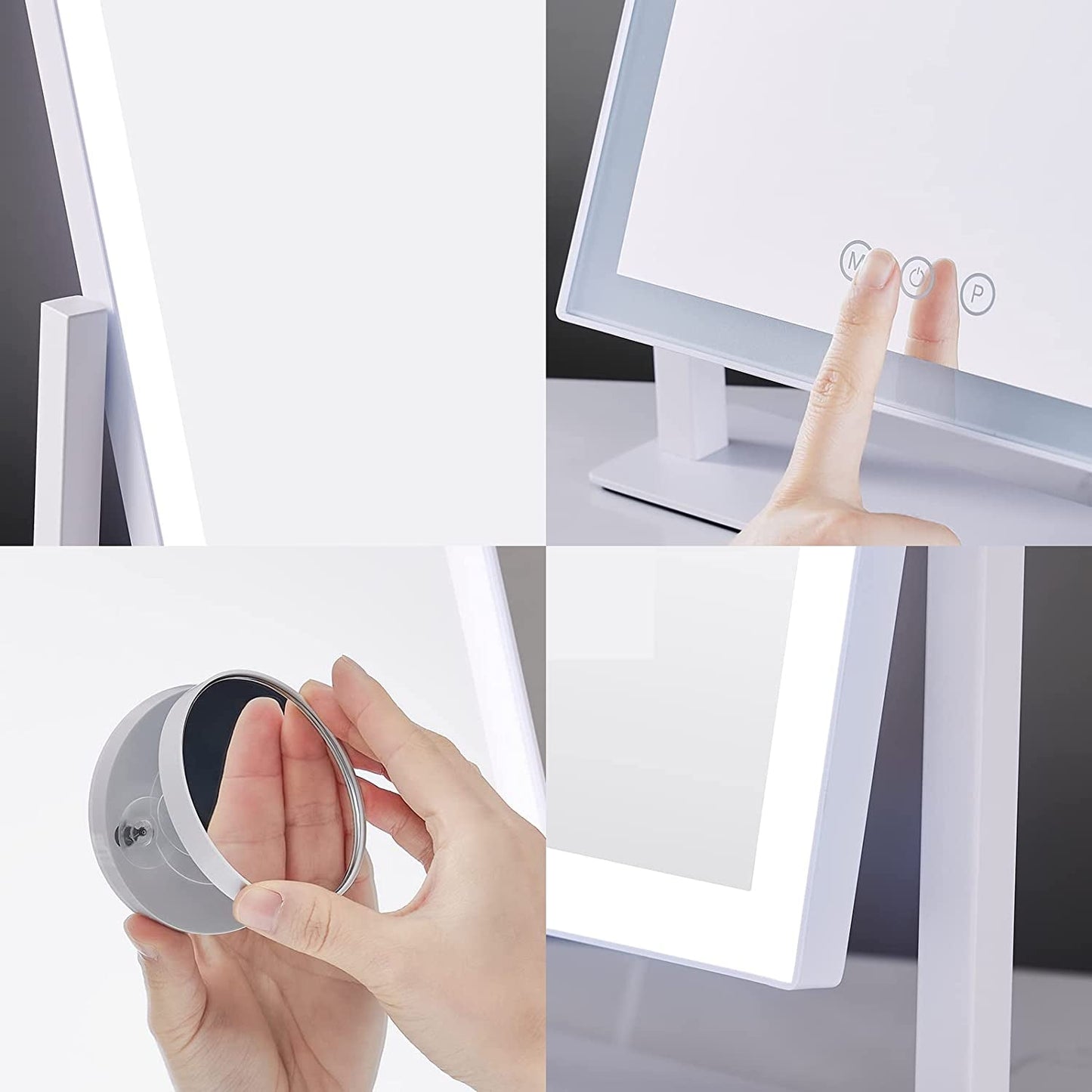 17In White Lighted Makeup Mirror 3 Color Lighting Modes And 5X Magnification