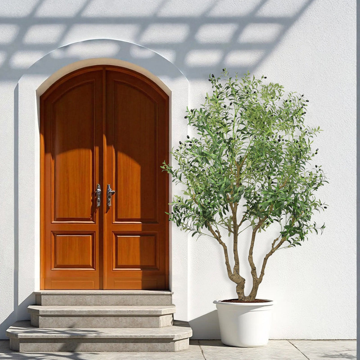 8FT Tall Artificial Olive Tree - Large Faux Potted Tree