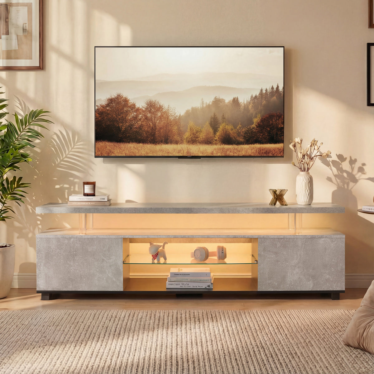 TV Stand for 55 Inch TV - LED Gaming Entertainment Center