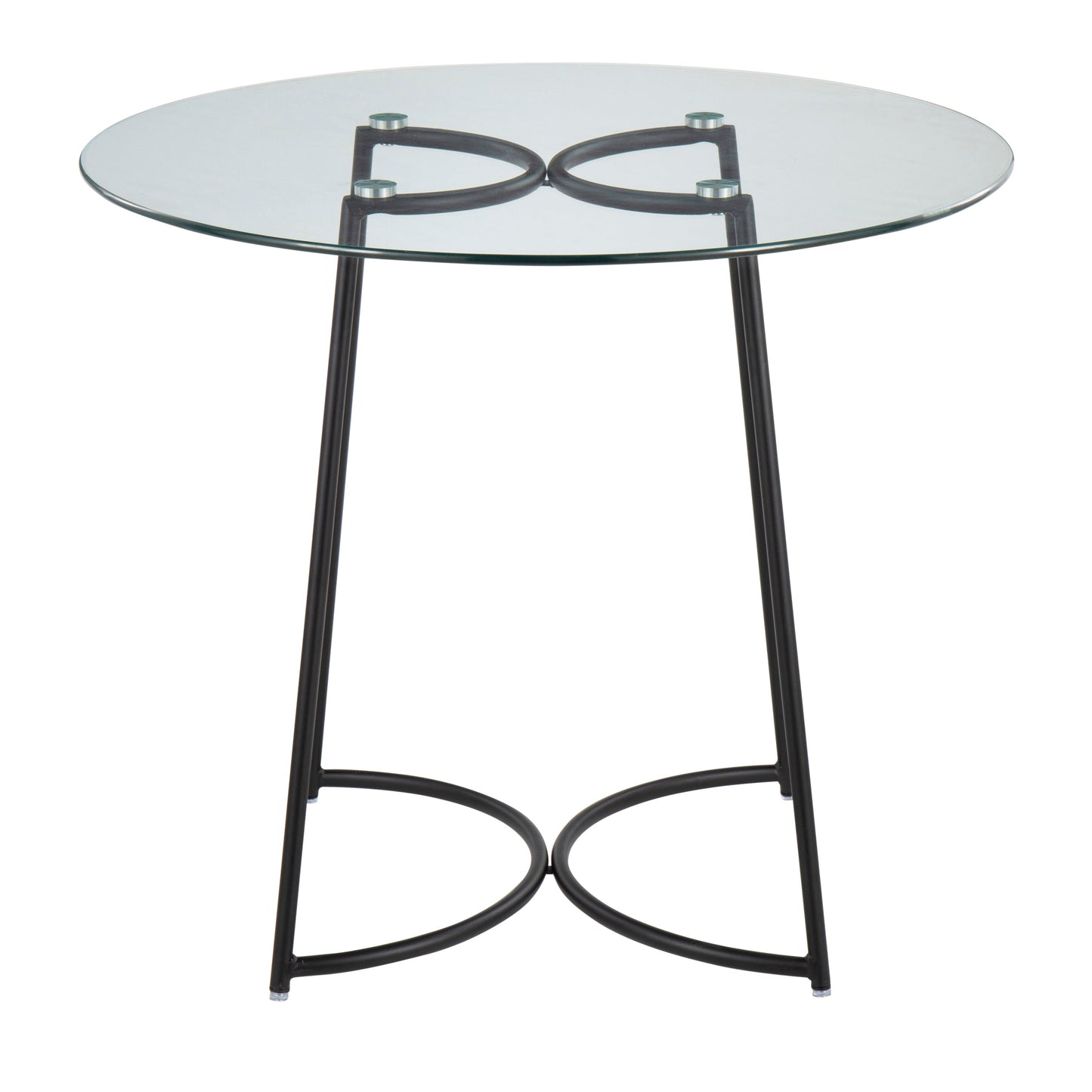 Cece Contemporary Dinette Table in Black Steel with Clear Glass Top by LumiSource