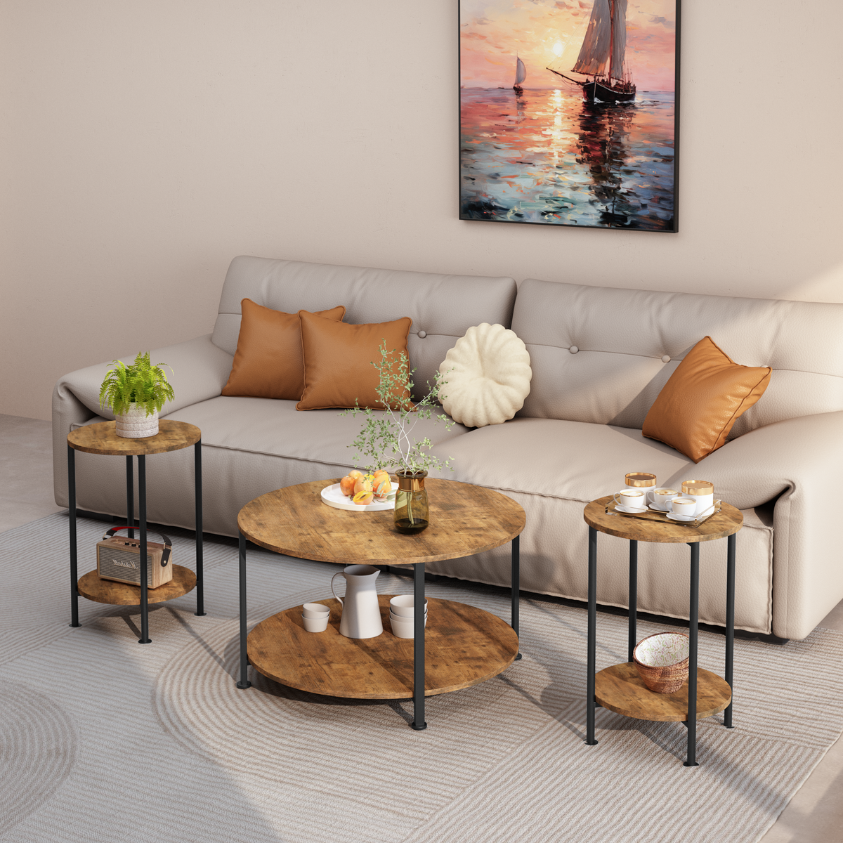 3-Piece Coffee Table and End Table Set