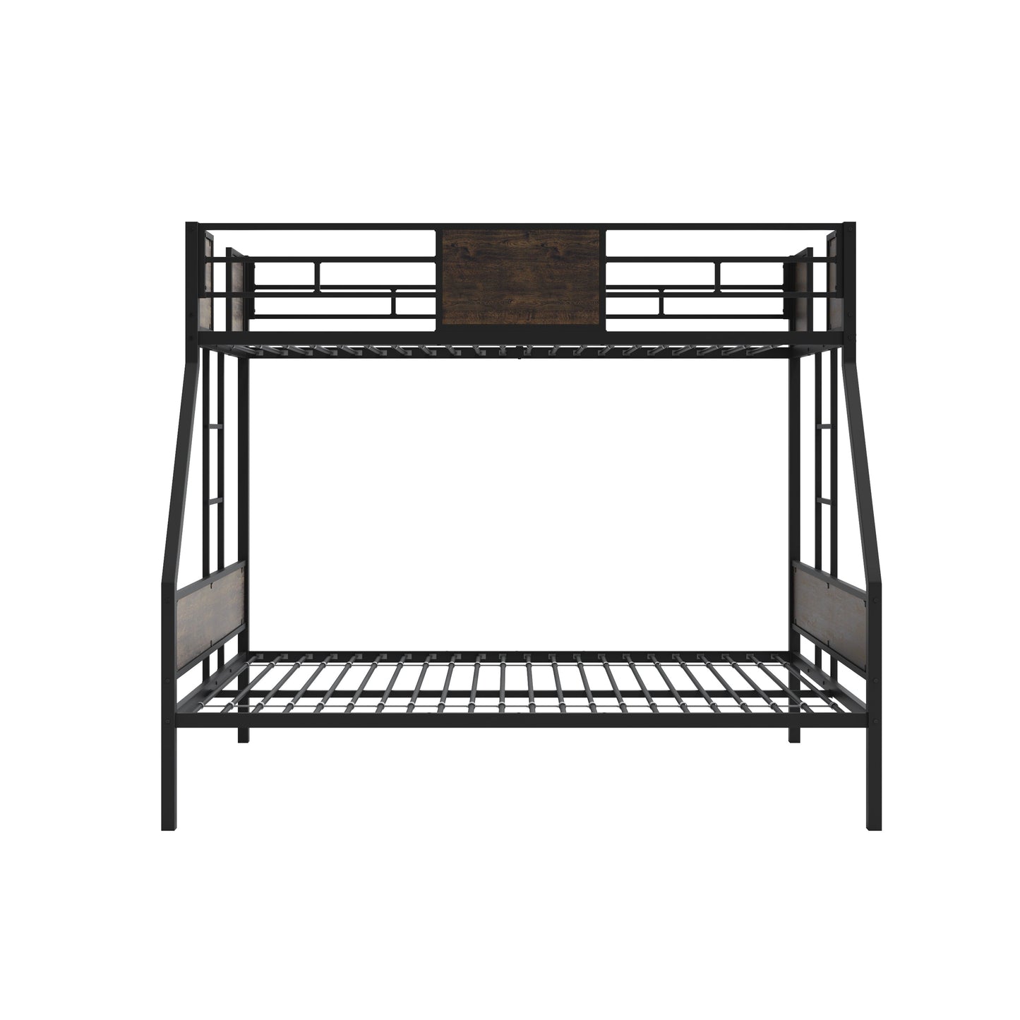 Twin Over Full Bunk Beds with Trundle, Metal Bunk Bed Frame with Safety Guardrail and 2 Ladder for Kids,Sturdy Metal Frame and Protective Board Supports, No Box Spring Needed, Easy Assembly
