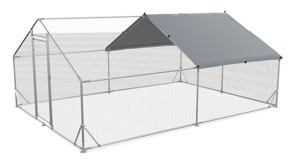Large Metal Chicken Coop - Poultry Cage with Waterproof Cover