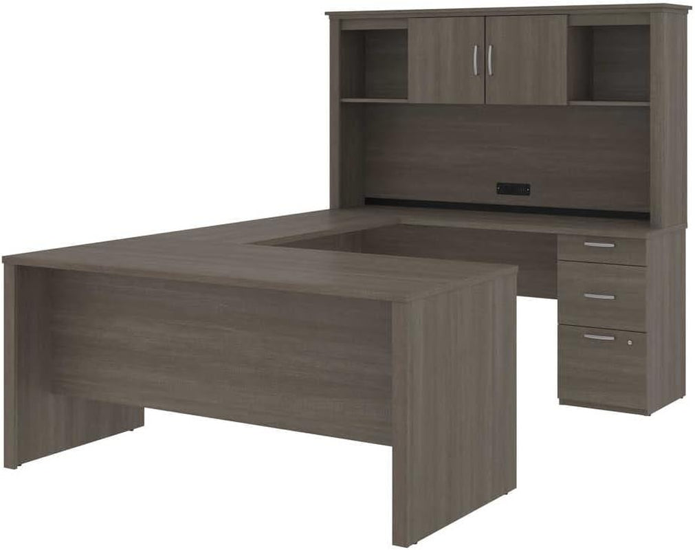 66 Inch Bark Grey U Or L Shaped Executive Desk Hutch