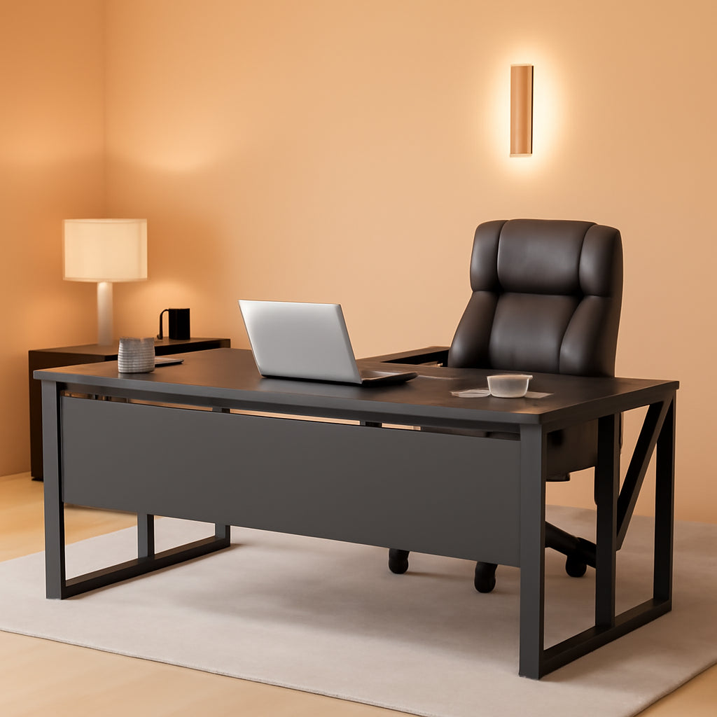 L Shaped Desk With Drawer Cabinet And Lateral File Cabinet 63 Inch Gray