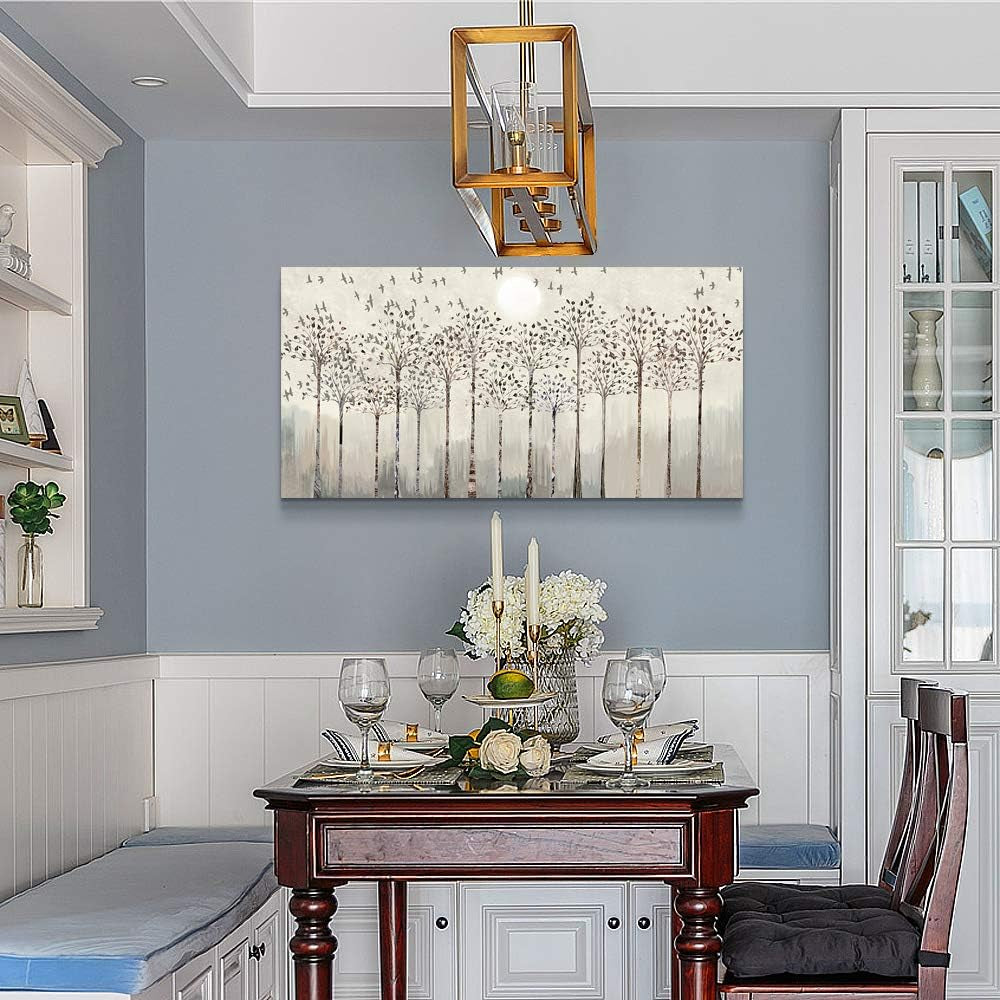 Stunning Abstract Canvas Wall Art with Trees and Birds - Perfect for Living Room, Kitchen, Office & Bedroom Décor - Large Modern Home Decoration Prints