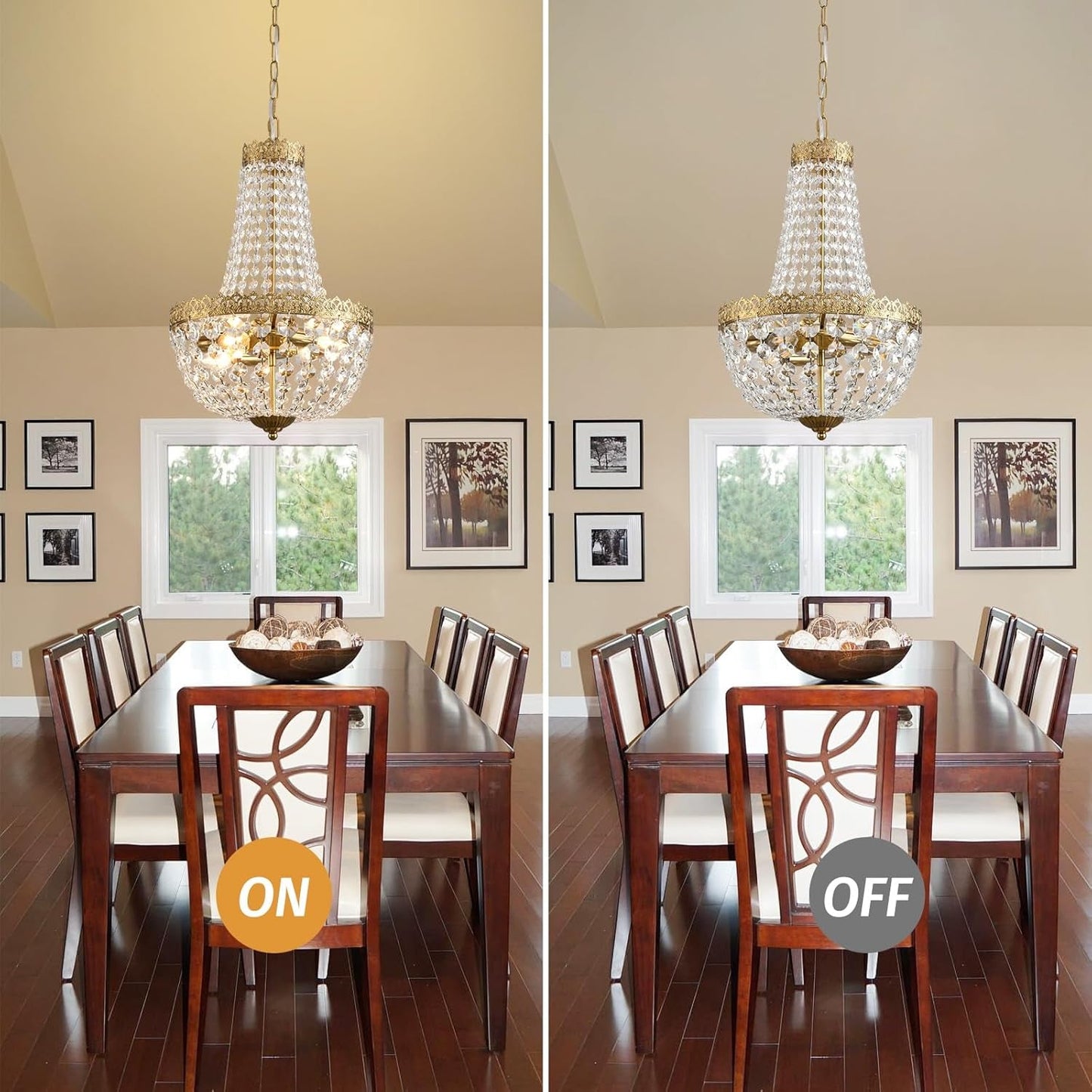 Antique Brass Crystal Chandelier Four Light Pendant