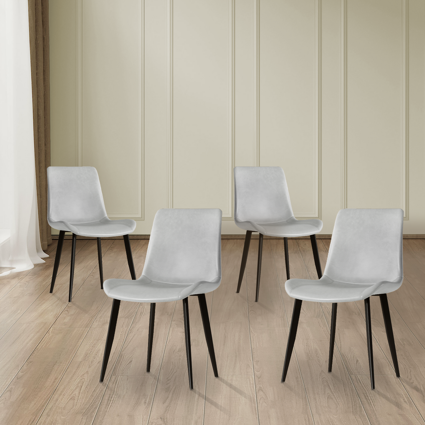 Modern Dining Chair Set of 4 Pieces with Floral Design