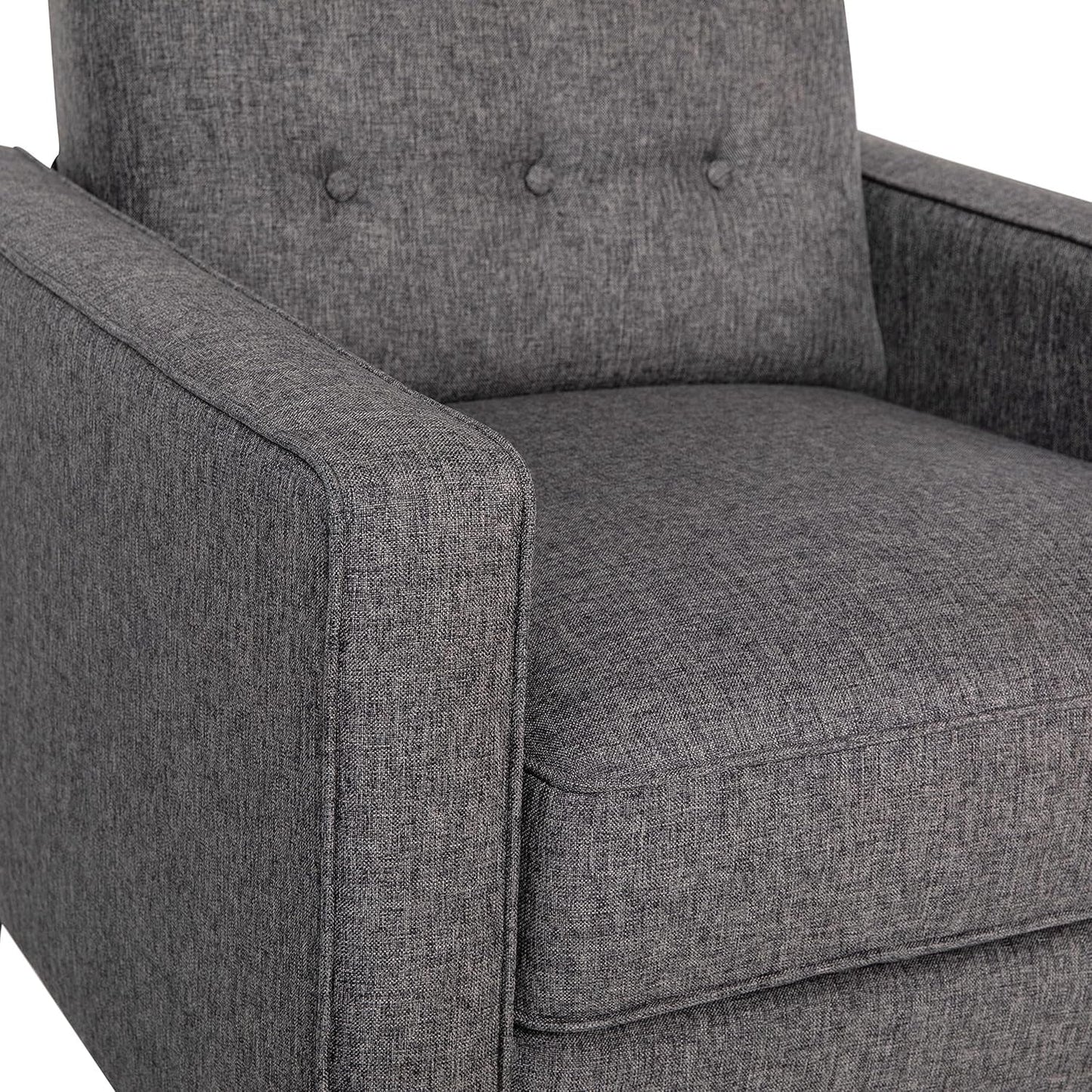 Ezra Pushback Recliner Gray Fabric Mid Century Modern
