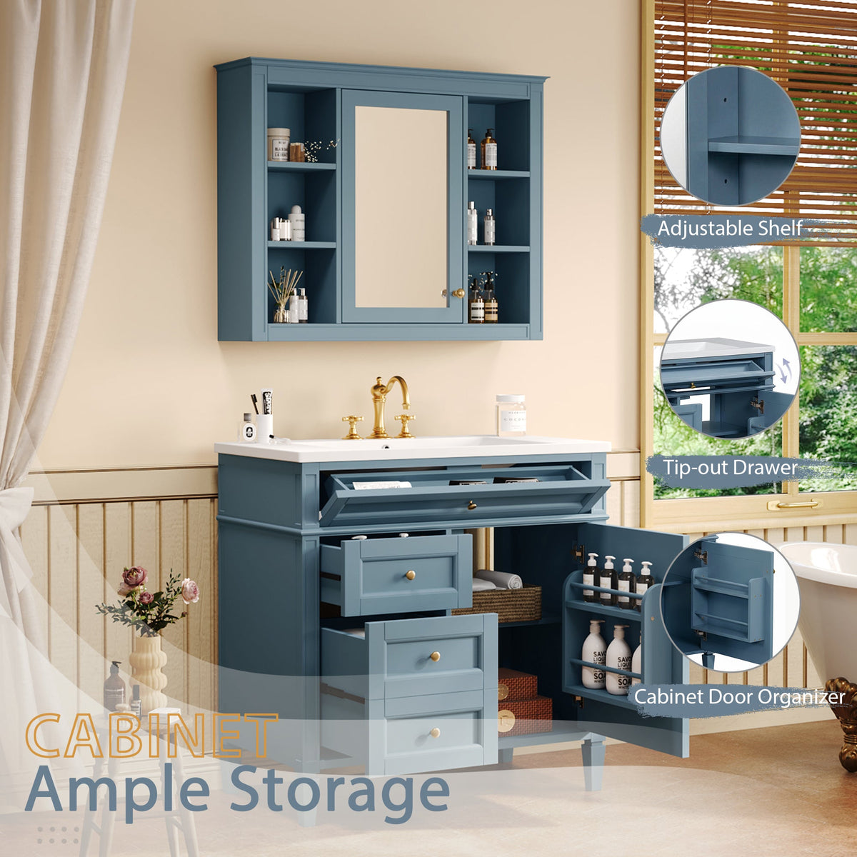 36" Bathroom Vanity with Medicine Cabinet