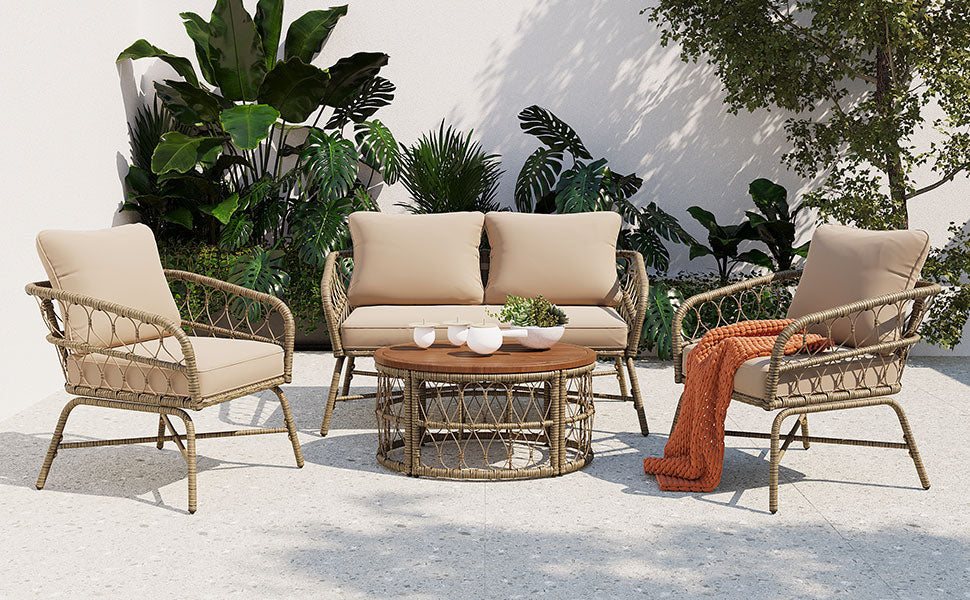 Bohemia-Inspired 4-Person Outdoor Seating Group