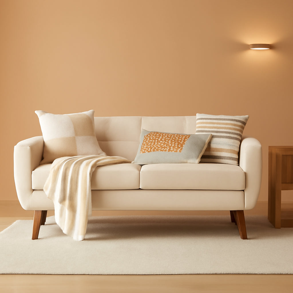 Modern Compact Beige Loveseat For Small Living Rooms
