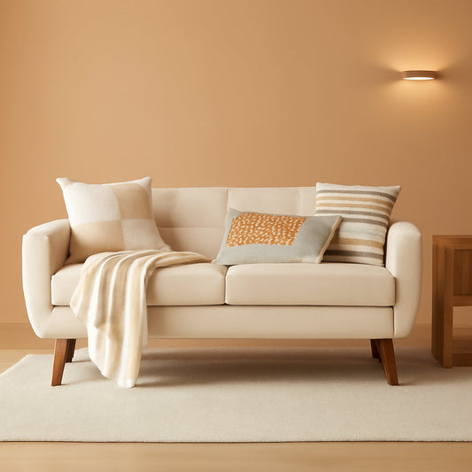 Modern Compact Beige Loveseat For Small Living Rooms