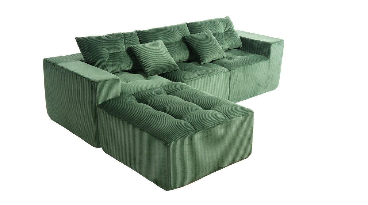 101" L-Shaped Modular Compression Sofa, Green