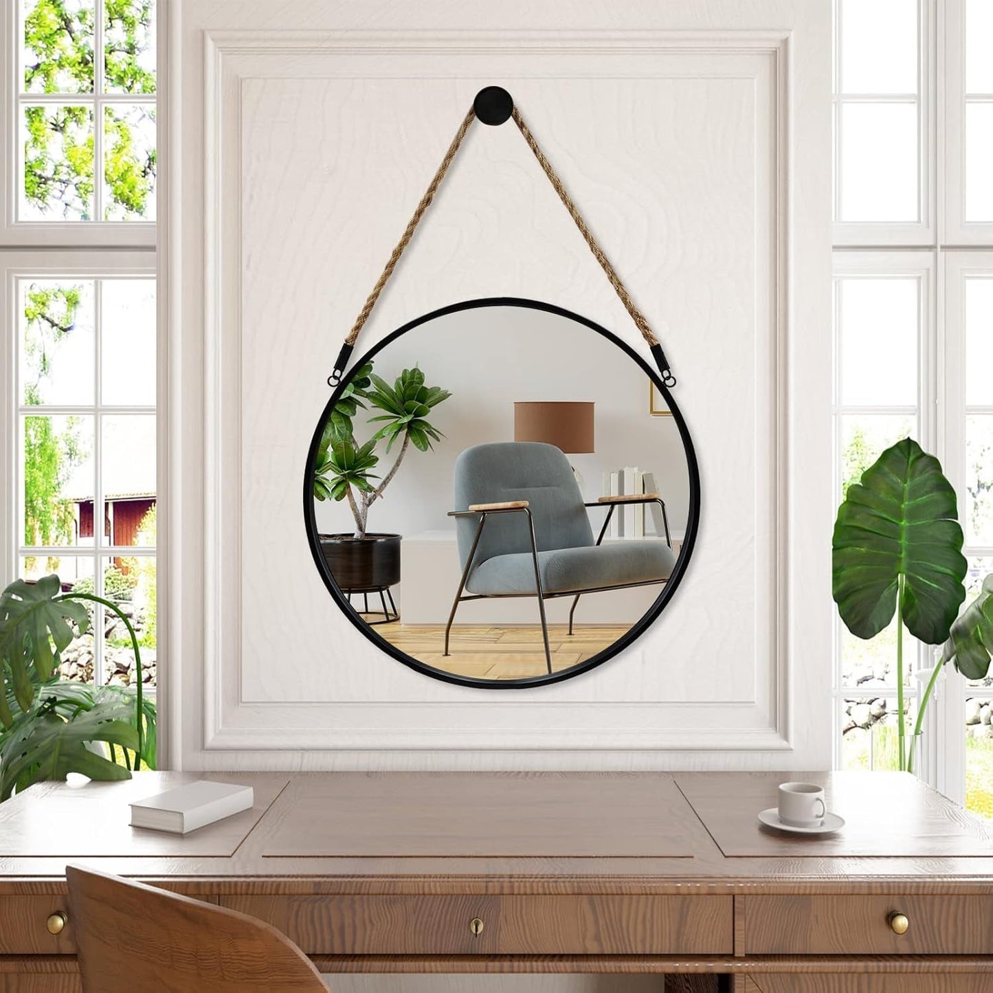 20 Inch Round Hanging Mirror Wall Mounted Classic