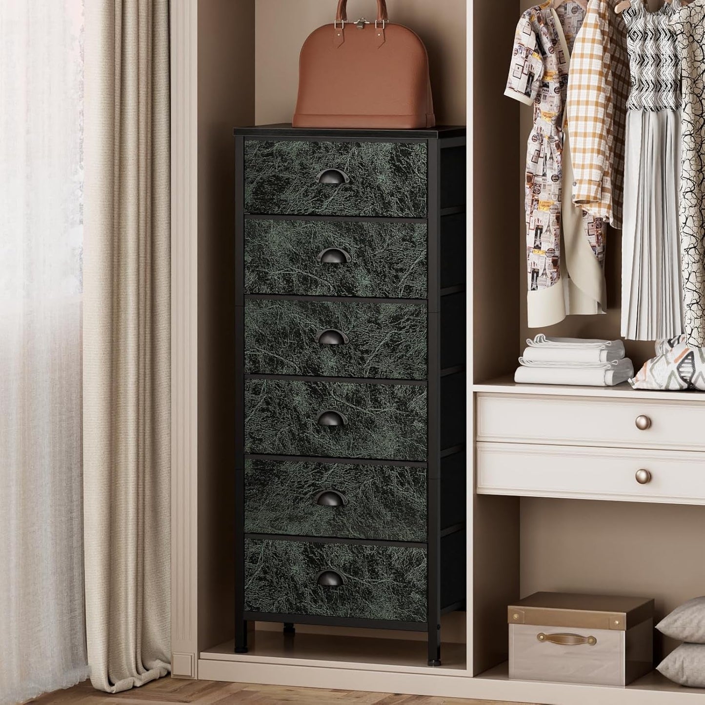 Vertical Dresser With 6 Drawers For Bedroom Vintage Green