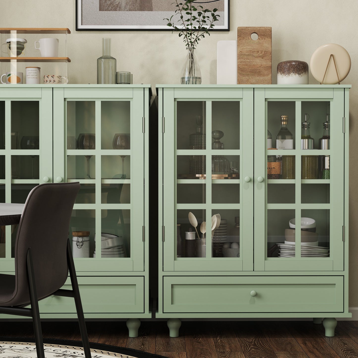 Minimalism Buffet Cabinet with Double Glass Doors