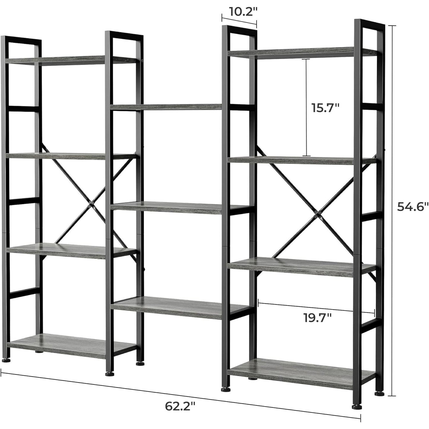Grey 4 Tier Ladder Bookshelf With 11 Open Shelves For Home