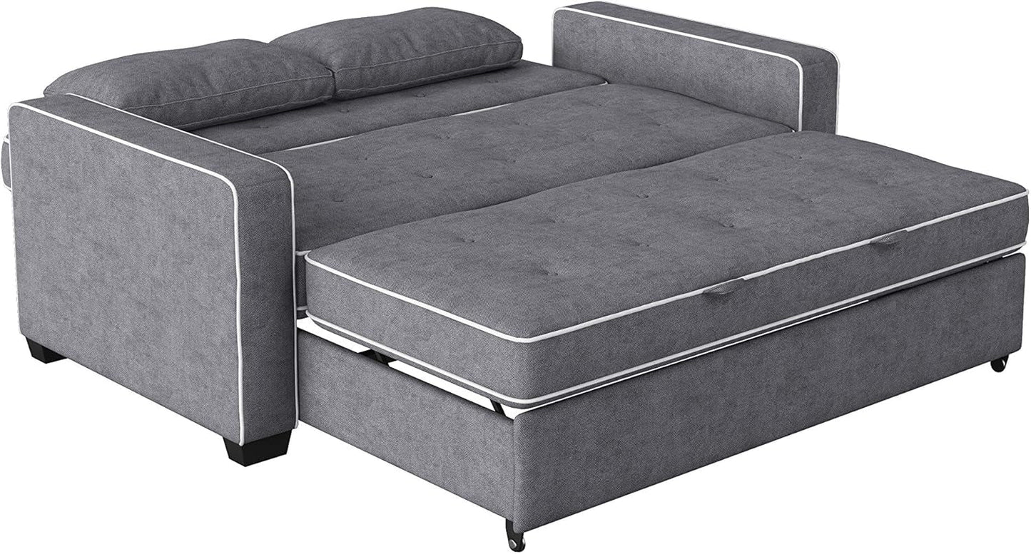 Ainsley Loveseat With Pull Out Sleeper Microfiber Charcoal