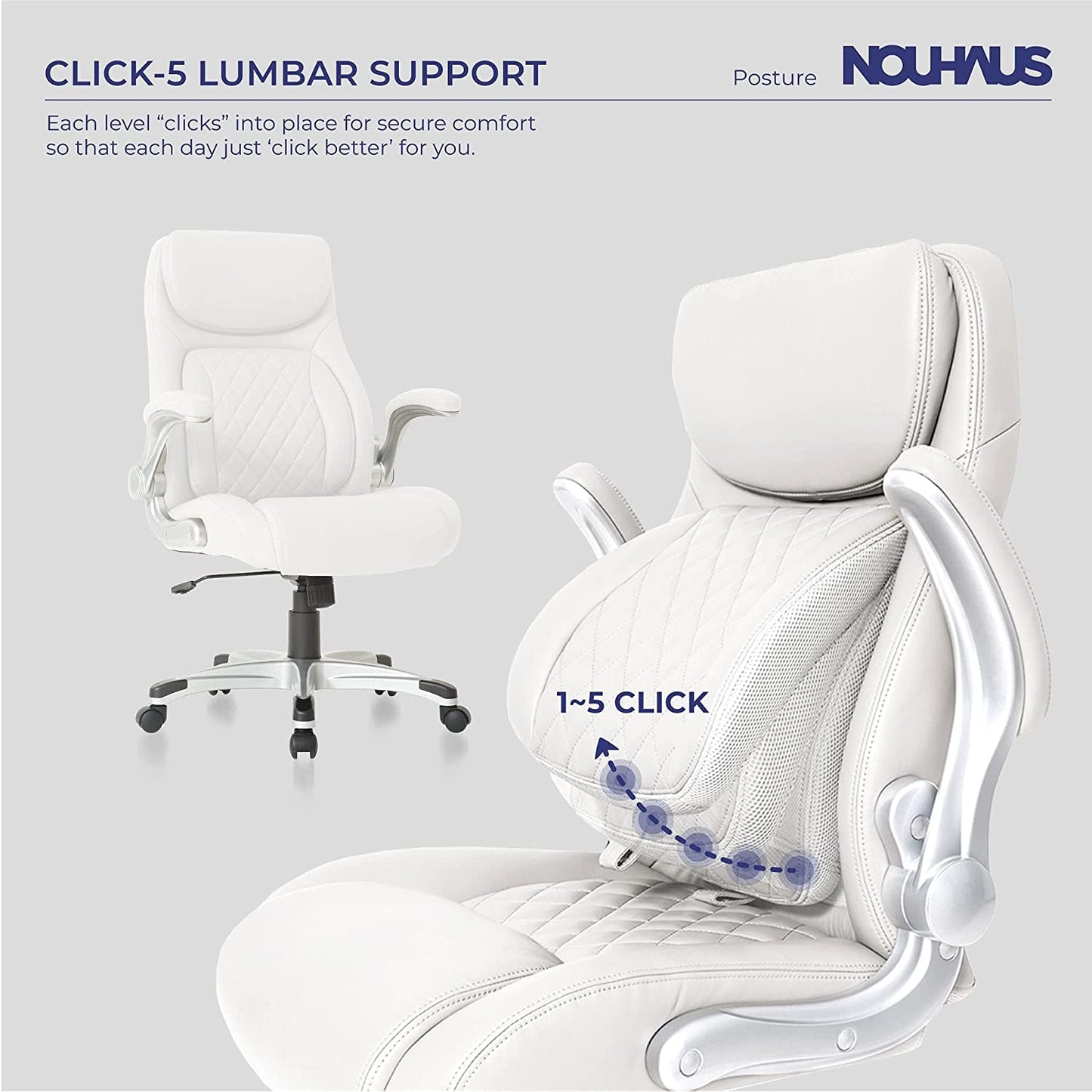 Nouhaus Ergonomic Office Chair With Lumbar Support And FlipAdjust Armrests
