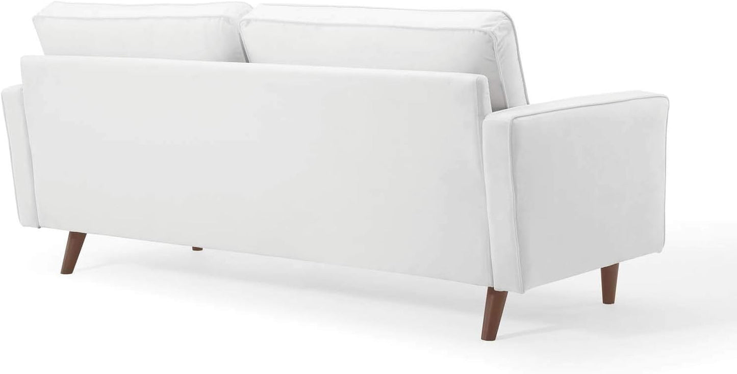 Valour Performance Velvet Sofa White Mid Century Modern