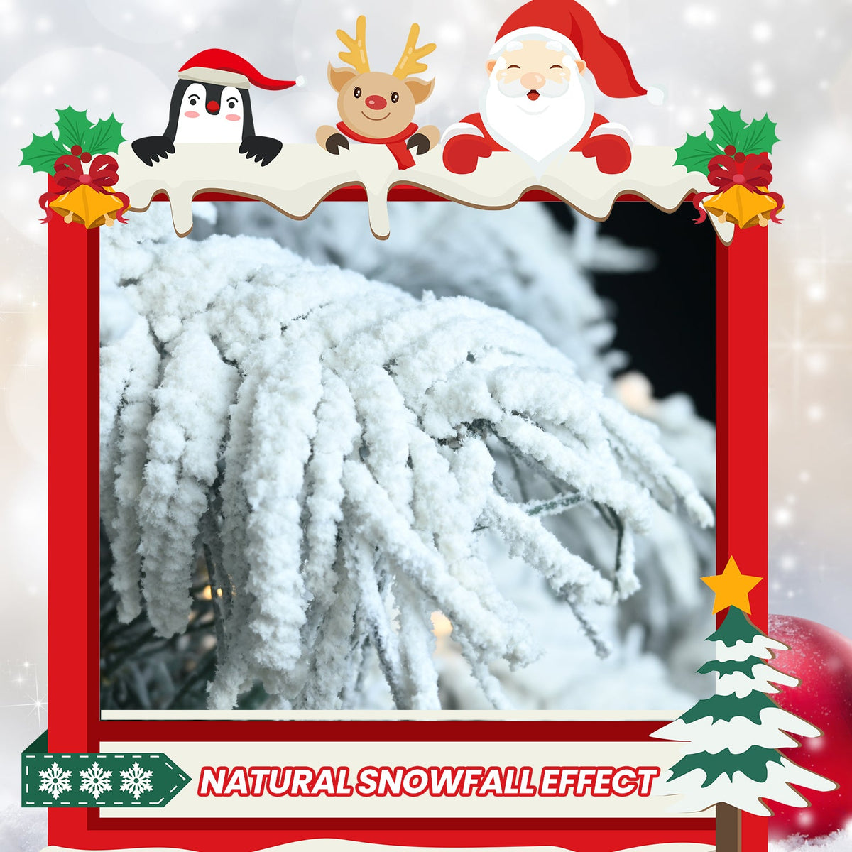 7ft Flocked Scarecrow-Shaped Christmas Tree with 360 Warm Lights
