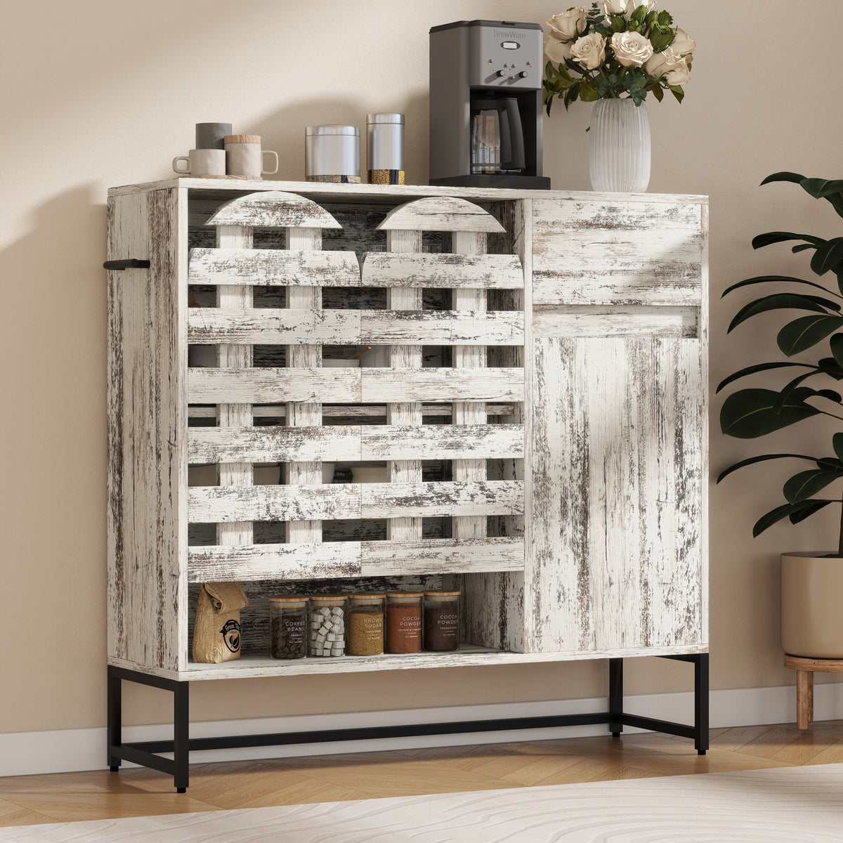 44.3" Farmhouse Sideboard Cabinet with Storage