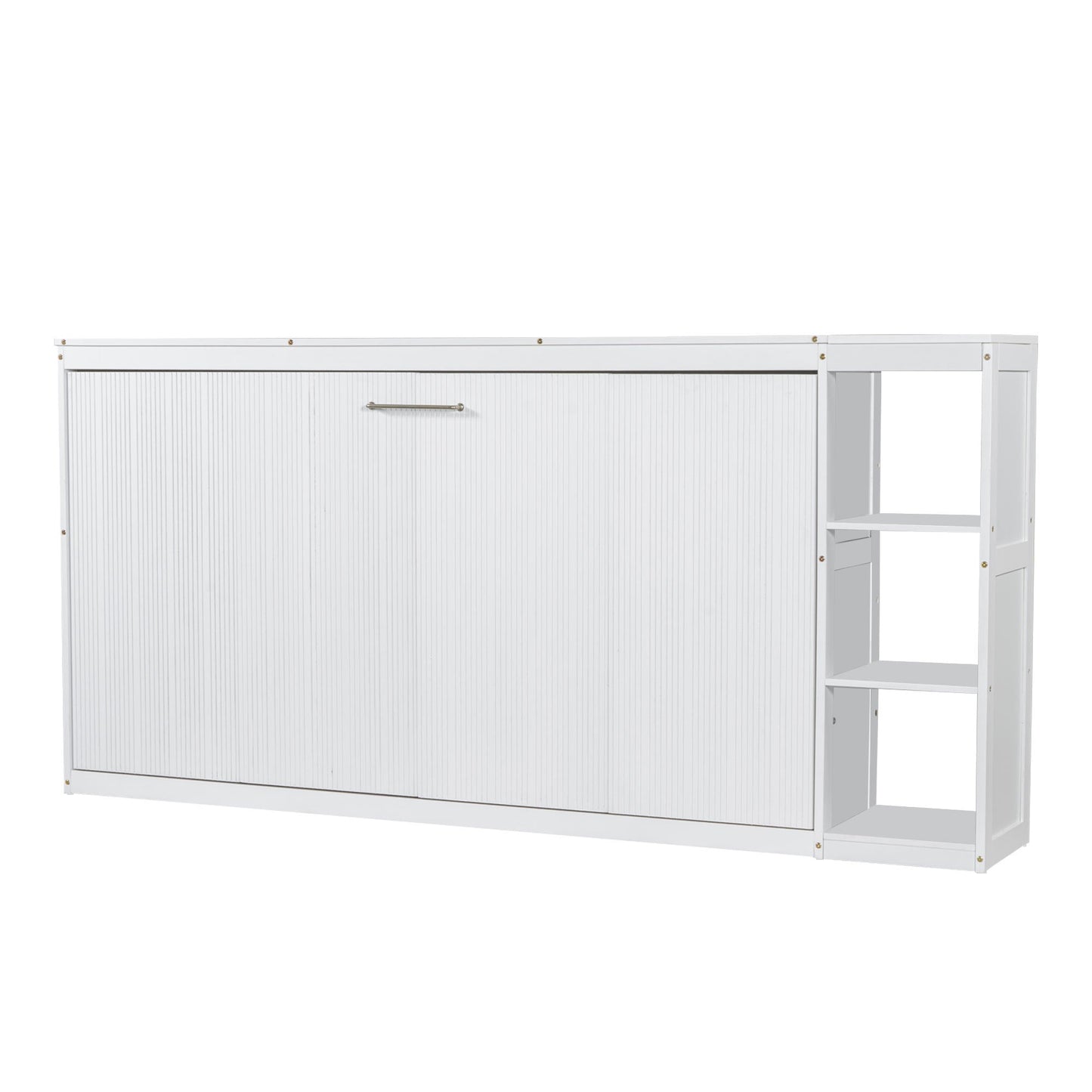 Twin Size Murphy Bed with Bookshelf, White