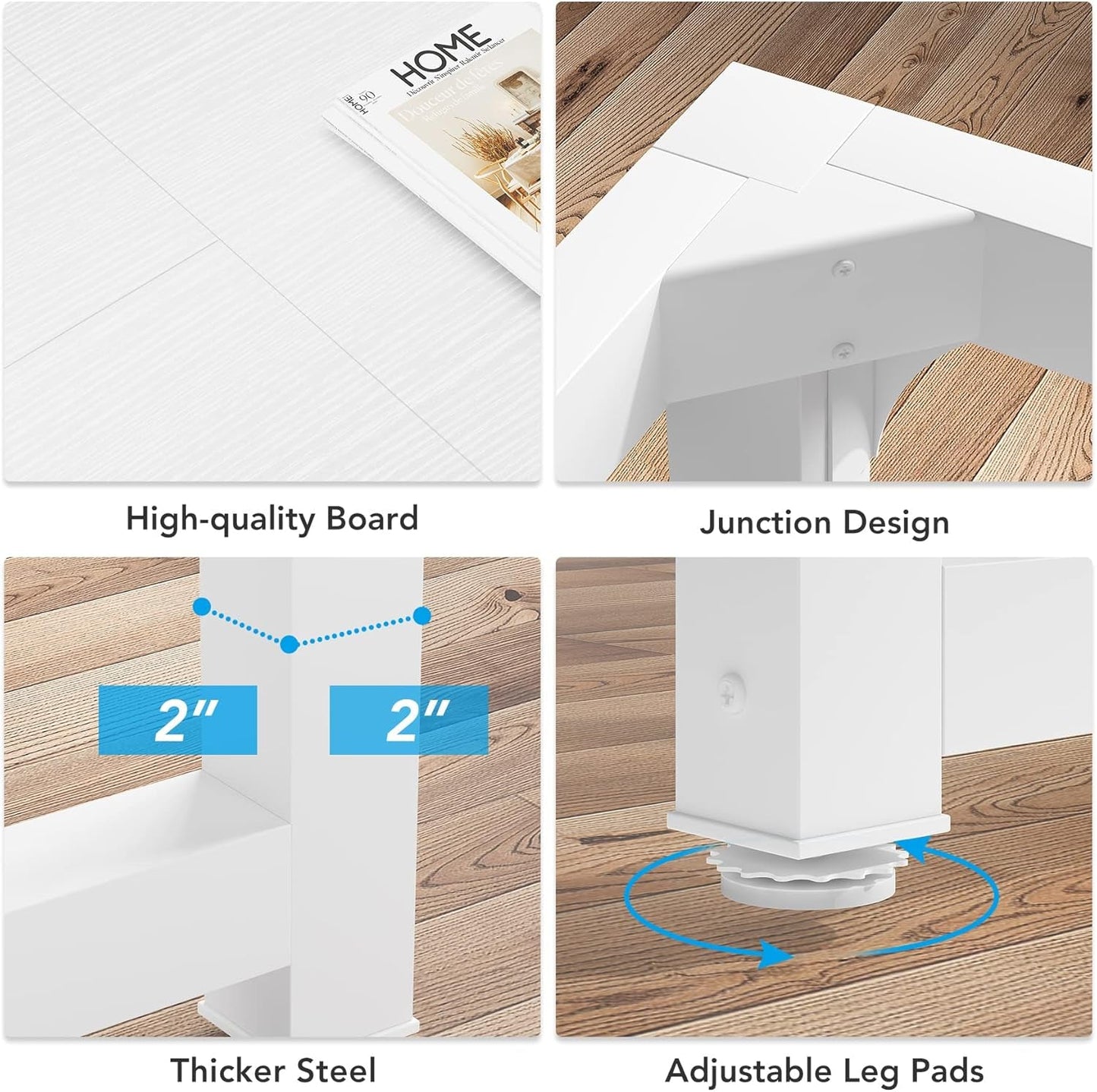 70 Inch White Executive Desk For Home Office Workspace