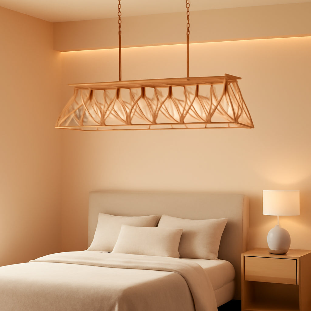 Gold 5 Light Farmhouse Chandelier Linear Ceiling Light