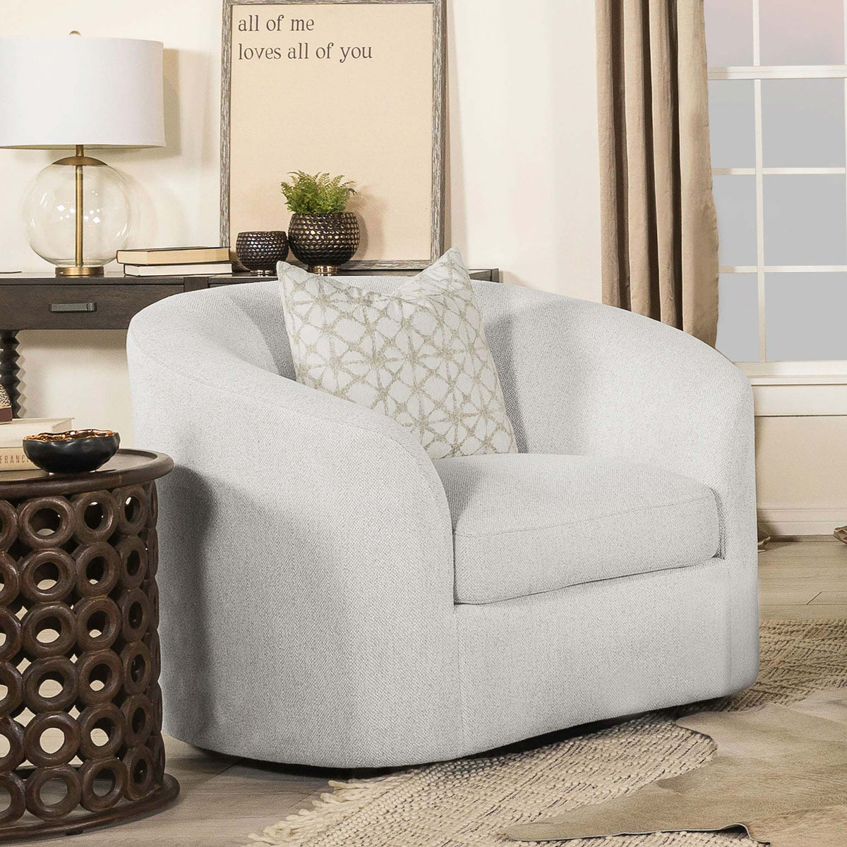 Rory Latte Sloped Arms Chair with Pillow