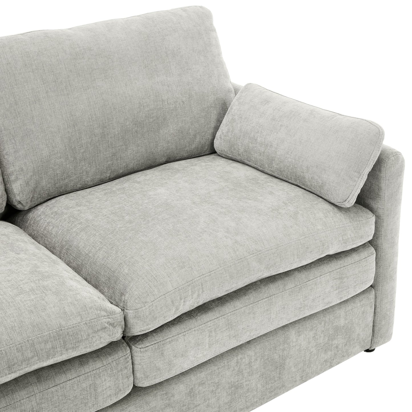 31.9' Cozy Upholstered Armchair Oversized Comfy Cloud Sofa Double Cushion Single Sofa Plush Cushion Armchair for Living Room, Light Grey