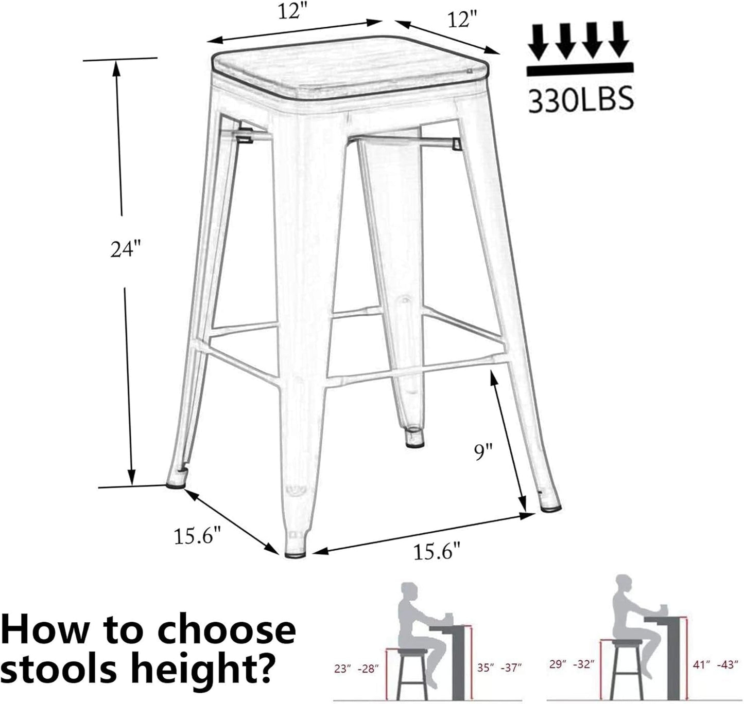 Metal Bar Stools Set of Four Backless Stackable Design
