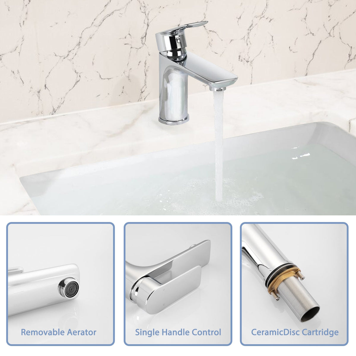 Chrome Single Handle Lavatory Basin Sink Faucet