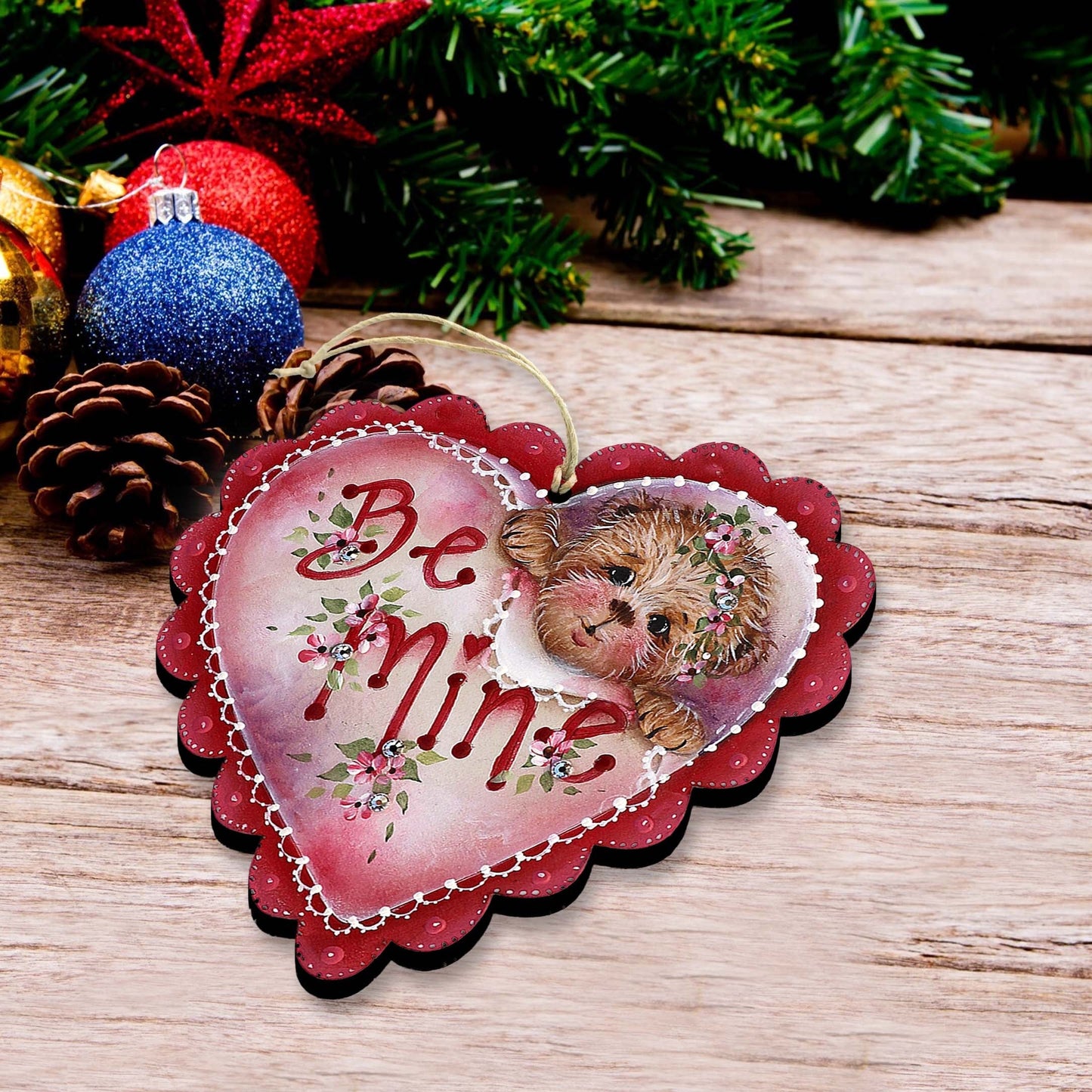 Hearts of Love Eco Wood Ornaments Set of 3 by G. Debrekht - Love Family Decor - 8091054-S3
