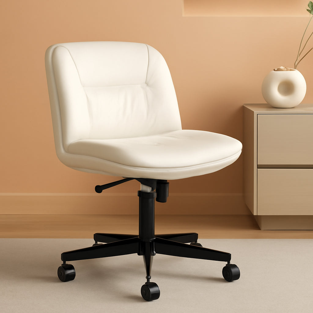 Criss Cross Office Chair Beige With Wheels For Home Office