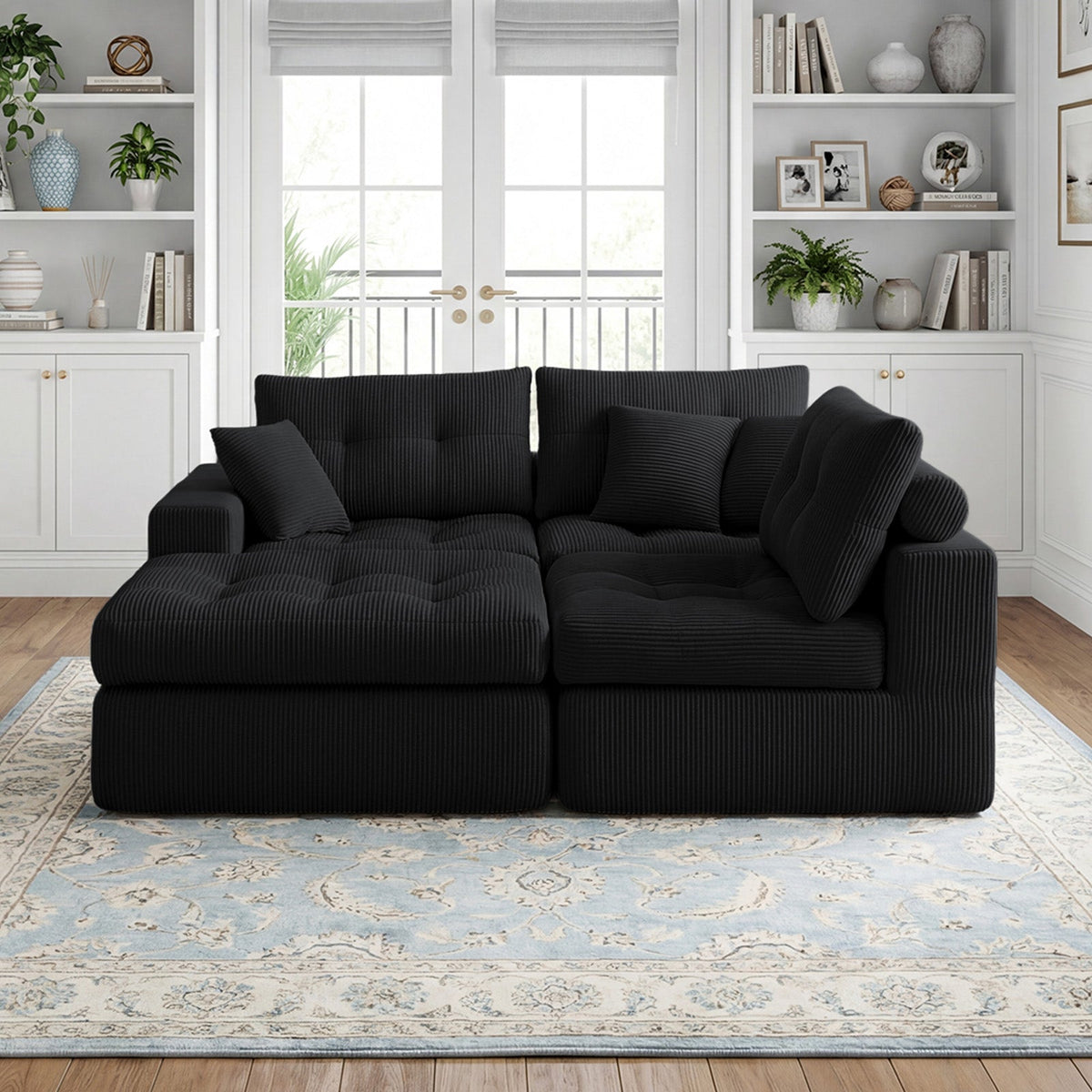 Corduroy Corner Chaise Compression Sofa Bed