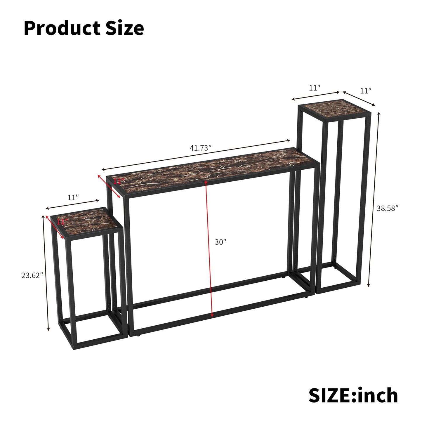 3-Piece Set of Narrow Table - High-End Edge Wrapped Entrance Hall Table