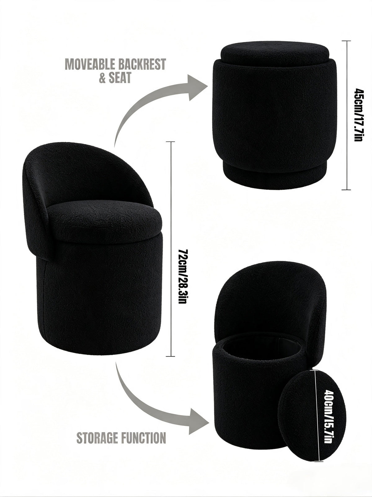 Upholstered Makeup Stool with Storage