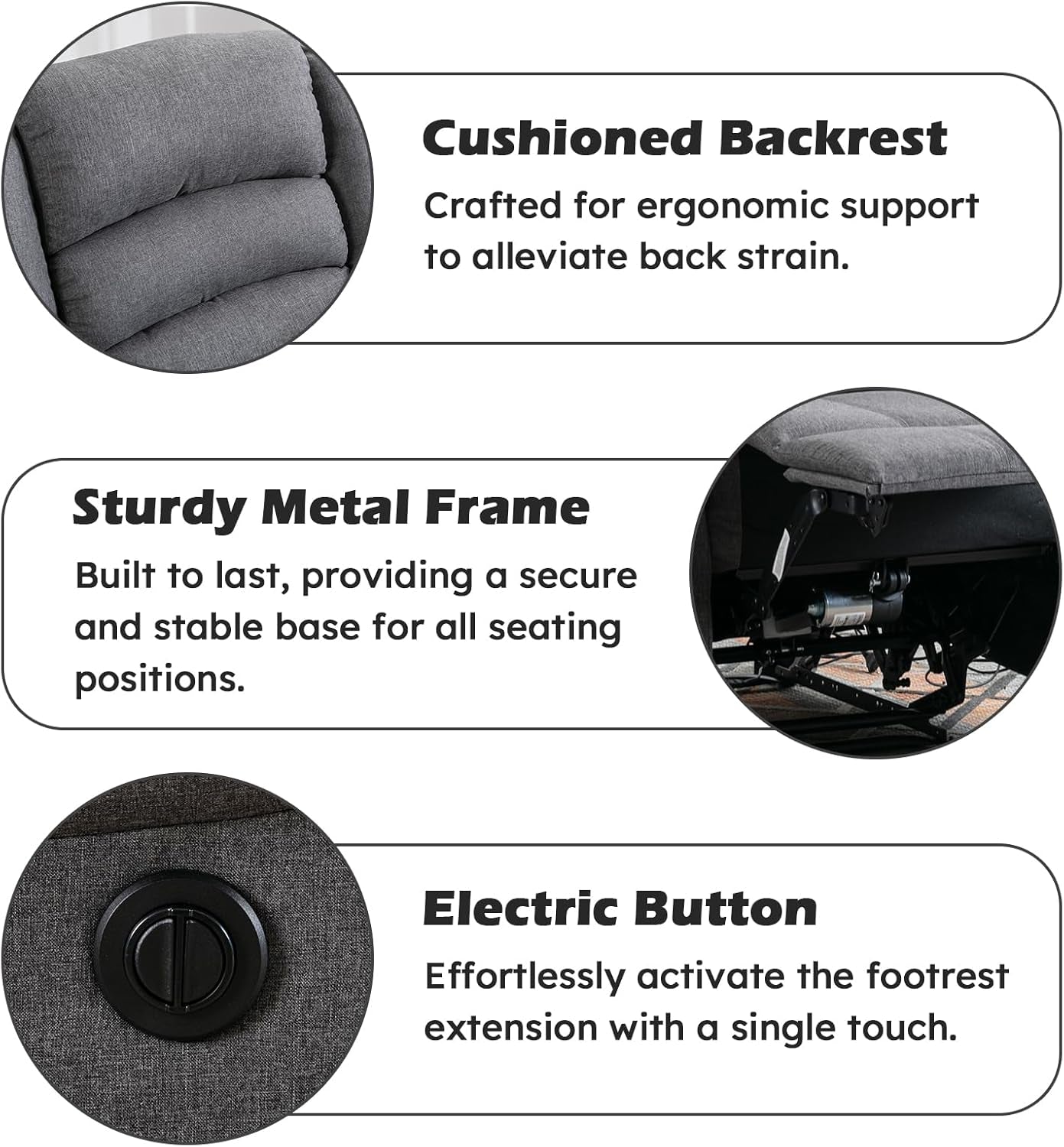 Oversized Grey Electric Recliner Chair For Living Room