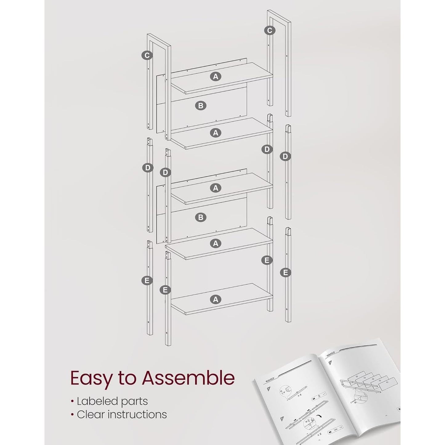 Industrial 65 Inch High Bookshelf With Steel Frame