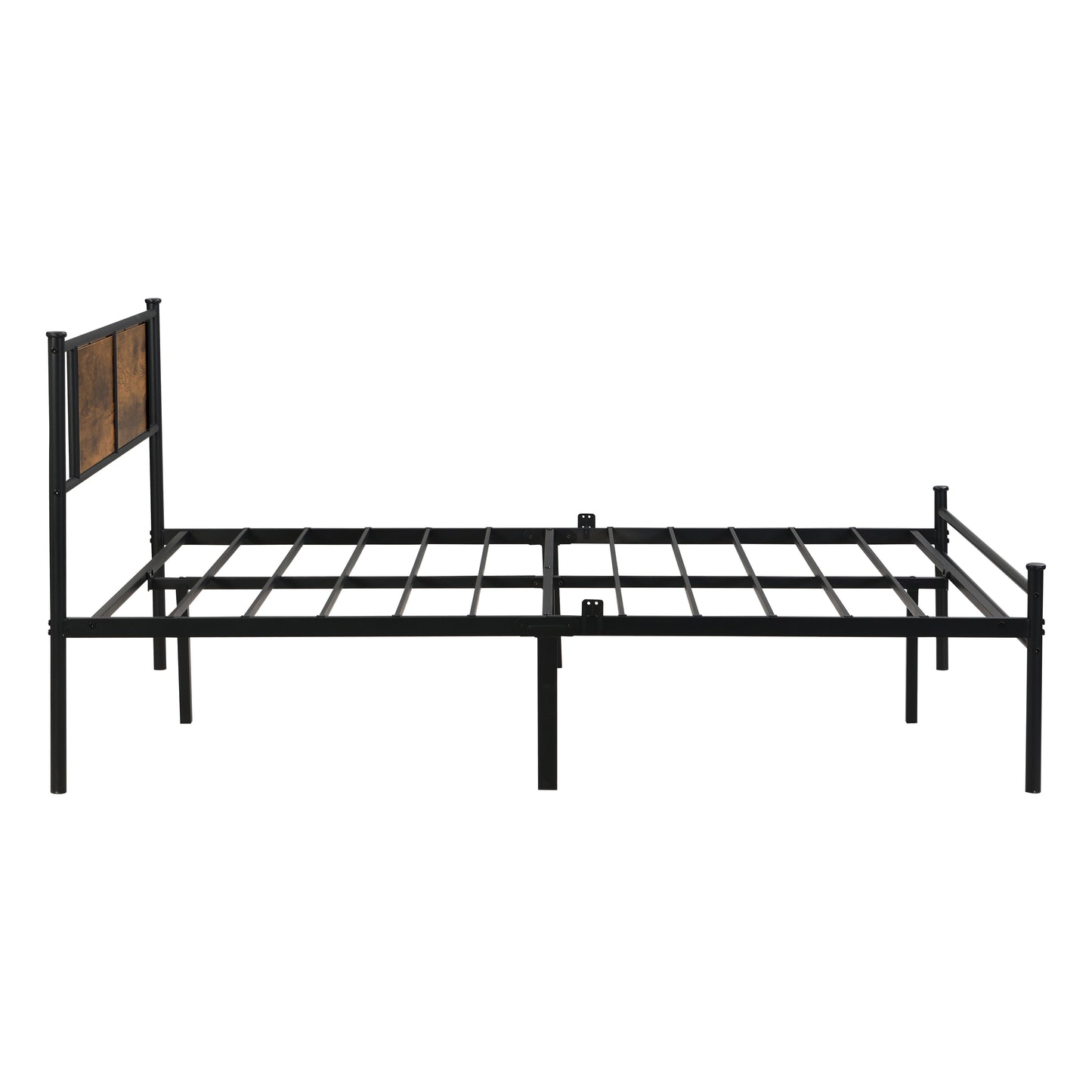 King Size Metal Bedframe With Wood Panel Decoration