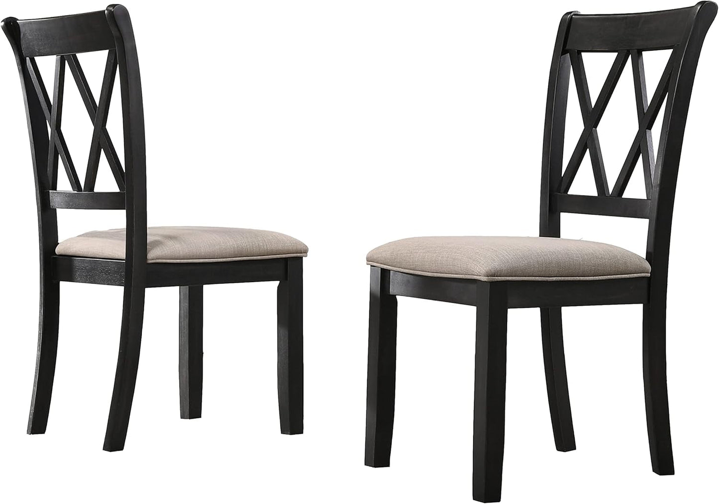 Windvale Black Cross Back Fabric Upholstered Dining Chair Set Of 2