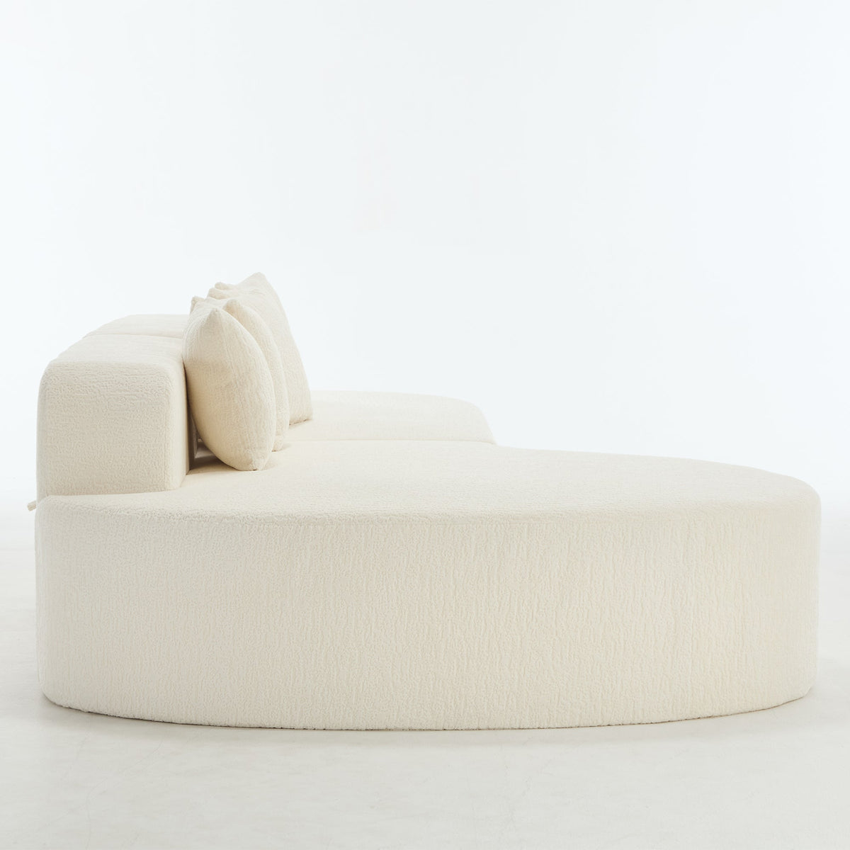 Boneless Curved Sectional Sofa with Pillows - White