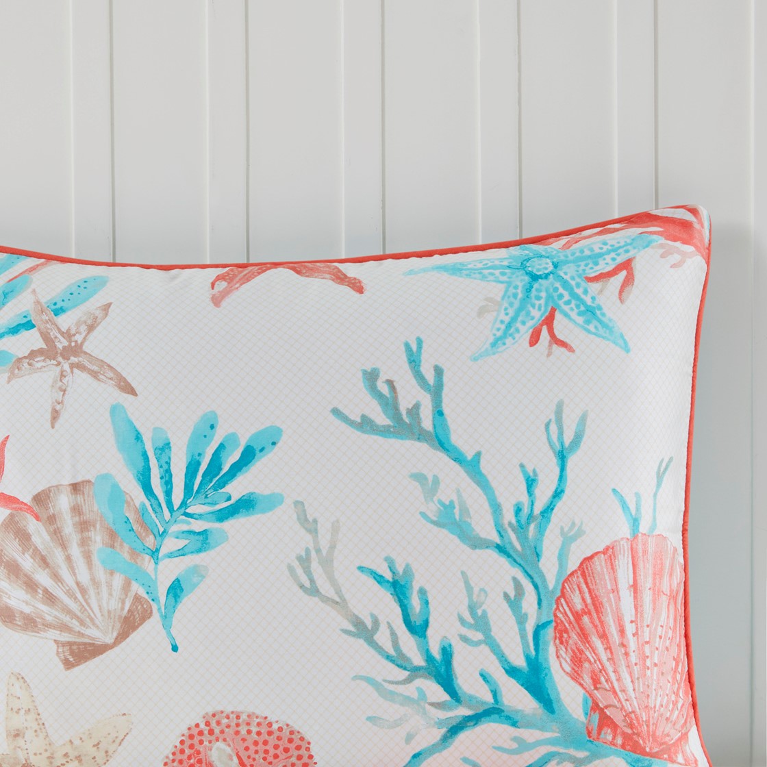 7 Piece Cotton Sateen Comforter Set - Coral - Cal King